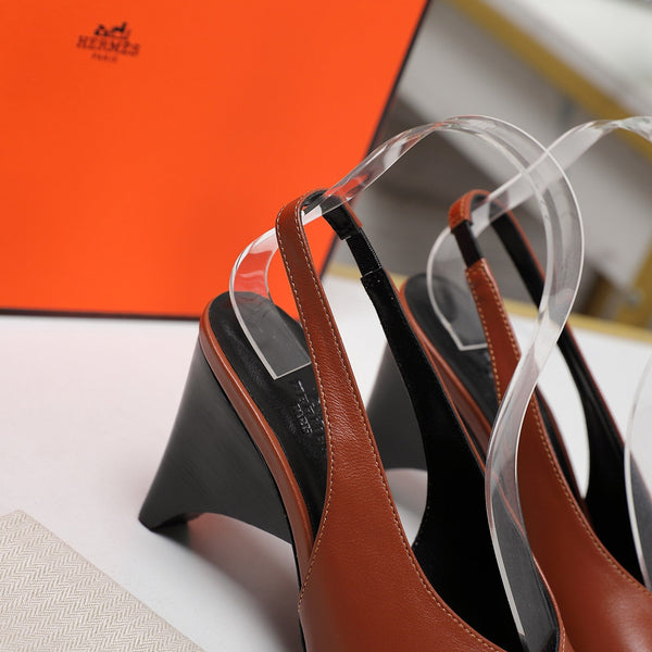 HM  Classic High-Heeled Slingback 70mm Brown Sheepskin 547640