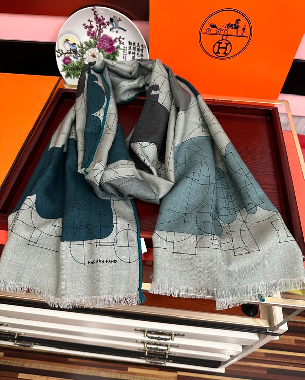 HM 25s Scarf 185 Blue Gray Cashmere 976446
