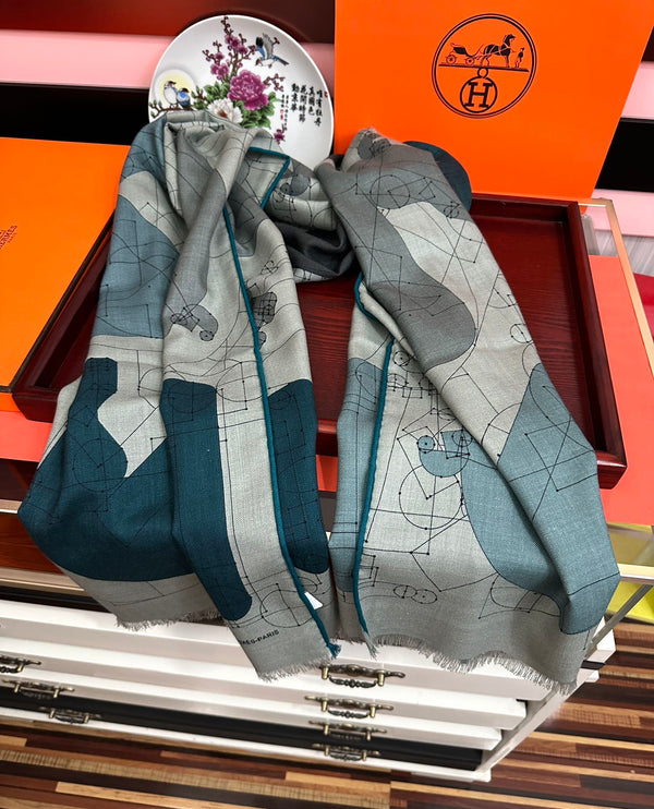 HM 25s Scarf 185 Blue Gray Cashmere 976446