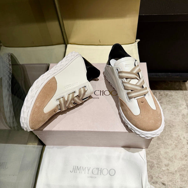 Jimmy Diamond Light Flex Sneaker White Taupe Suede Leather 715047