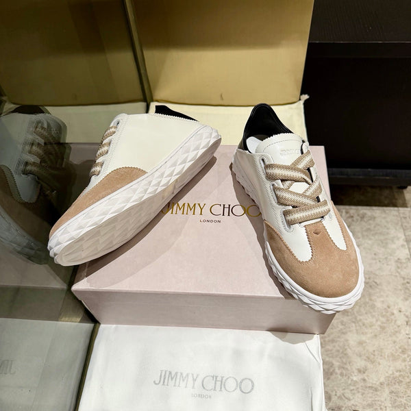 Jimmy Diamond Light Flex Sneaker White Taupe Suede Leather 715047