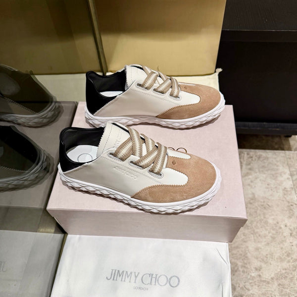 Jimmy Diamond Light Flex Sneaker White Taupe Suede Leather 715047
