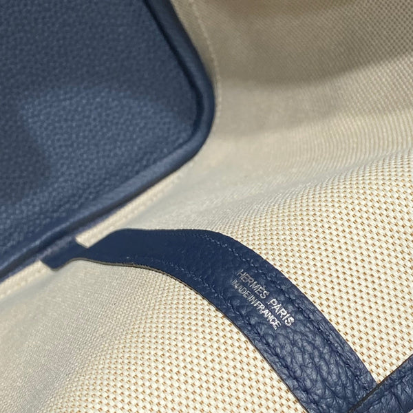 HM Garden Party 36 Beige mix Navy Blue Canvas e Negonda Calfskin 243391