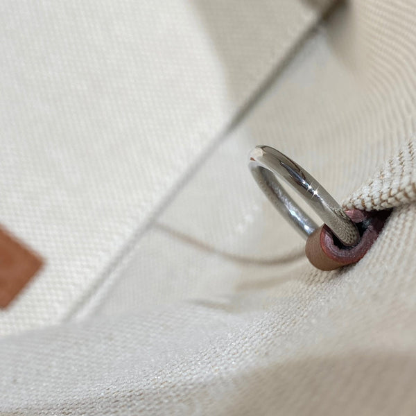STEEPLE 28 BAG IN BEIGE CANVAS AND BROWN SWIFT LEATHER