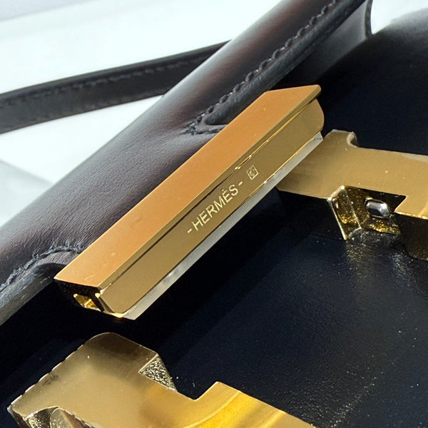 HM Constance Elan 24cm Bag Black Box Calfskin Gold Hardware