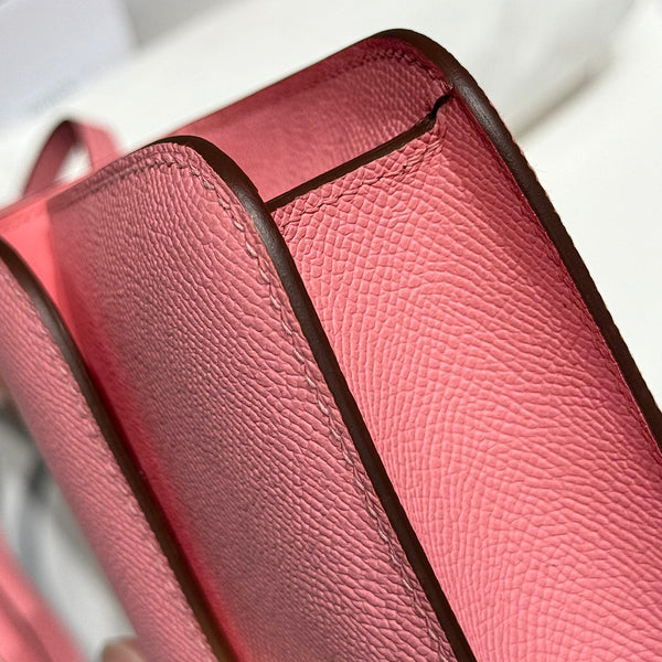 HM Constance Elan 24cm Bag Pink Epsom Leather Gold Hardware