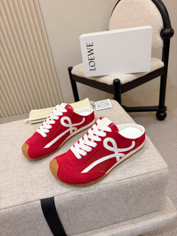 Loe Ballet Runner Slip-On Red Suede Nylon 833799
