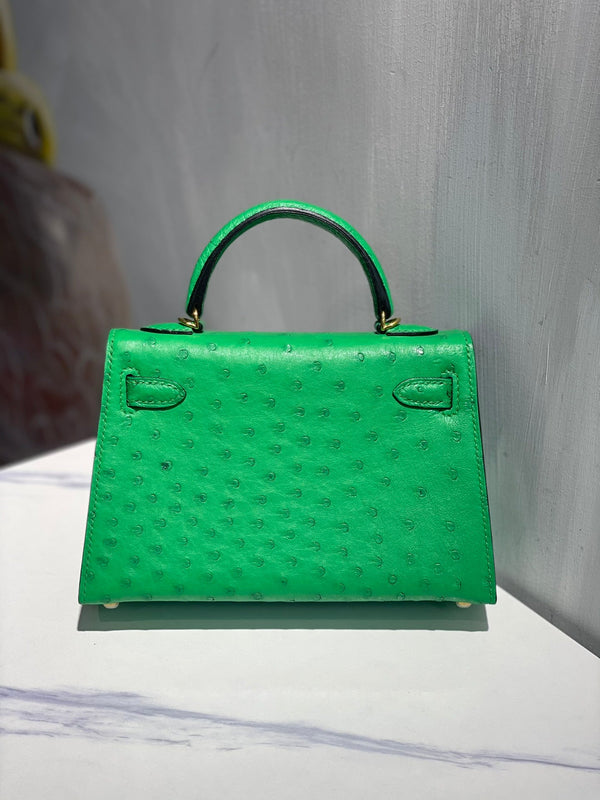 Hermes Kelly 19 Sellier Green Ostrich Leather Bag GHW (need 25 day to produce) 270333