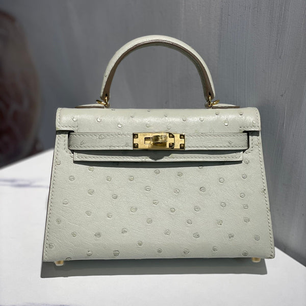 Hermes Kelly 19 Sellier Off White Ostrich Leather Bag GHW (need 25 day to produce) 270336