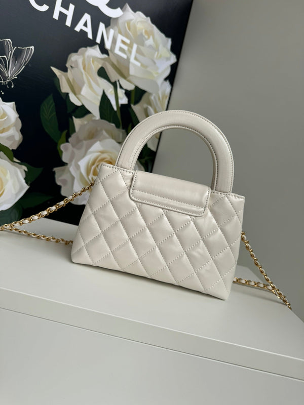 cc 24a nano 19cm borsa shopper kelly in pelle di agnello bianco pastello