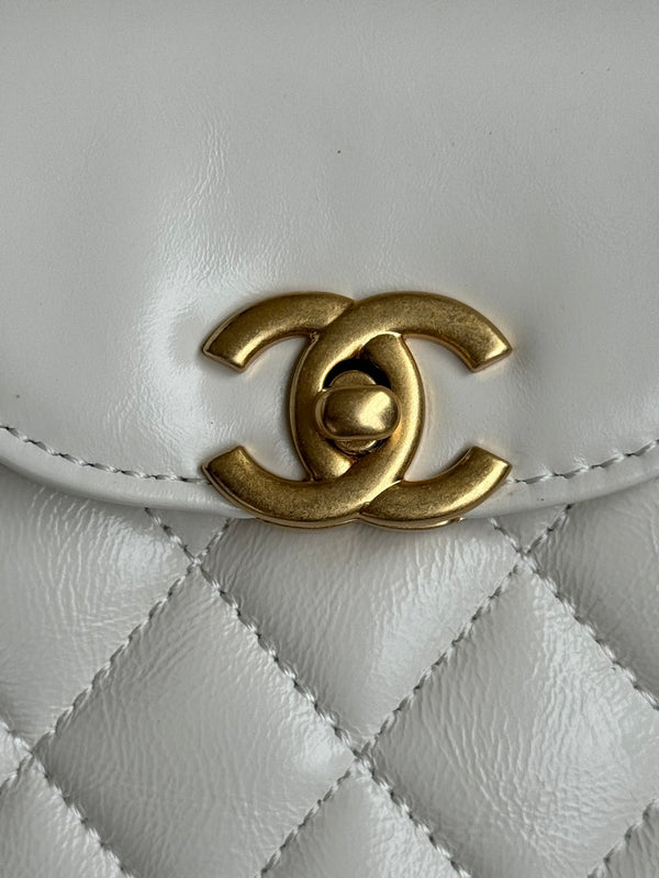 cc 24a nano 19cm borsa shopper kelly in pelle di agnello bianco pastello