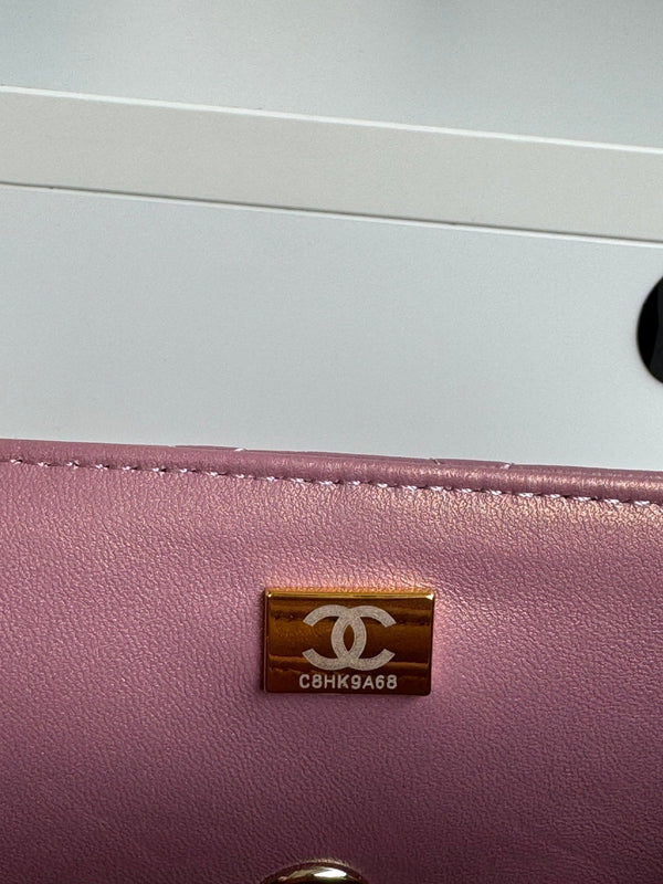 Borsa mini con patta 24c 20 cm con manico superiore in pelle di vitello rosa viola