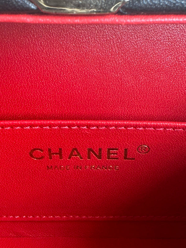 SMALL BOX BAG 18 IN BLACK LAMBSKIN GOLD HARDWARE