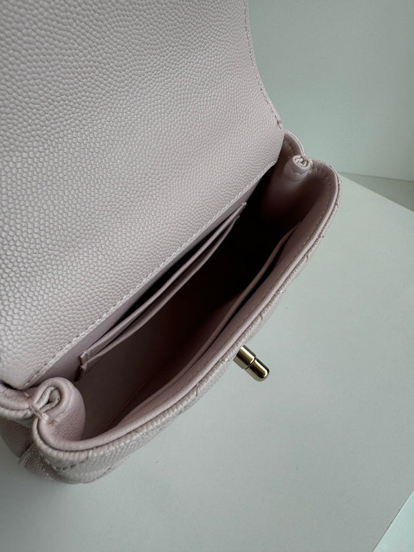 CC 24K Coco Handle Nano 14,5 cm Pelle di vitello grana rosa chiaro Hardware dorato 
