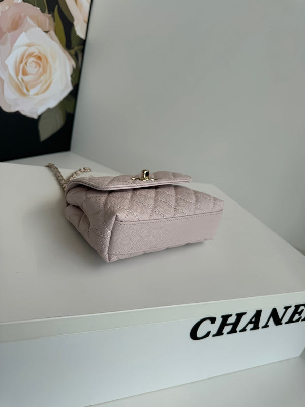 CC 24K Coco Handle Nano 14,5 cm Pelle di vitello grana rosa chiaro Hardware dorato 