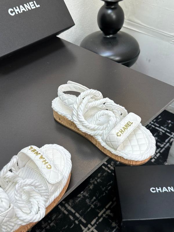 CC Sandals White Rope Lambskin 331280