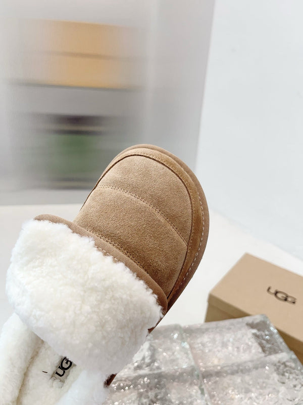 UGG Platform Ankle Puffer Brown Suede 522274