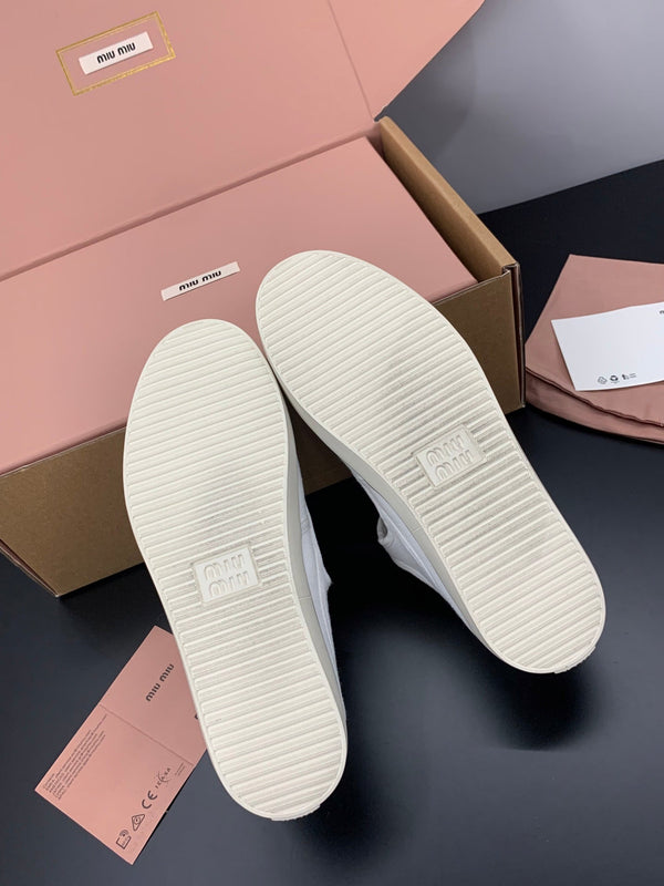 Miu 26s Drill Ballerinas White Canvas 688284