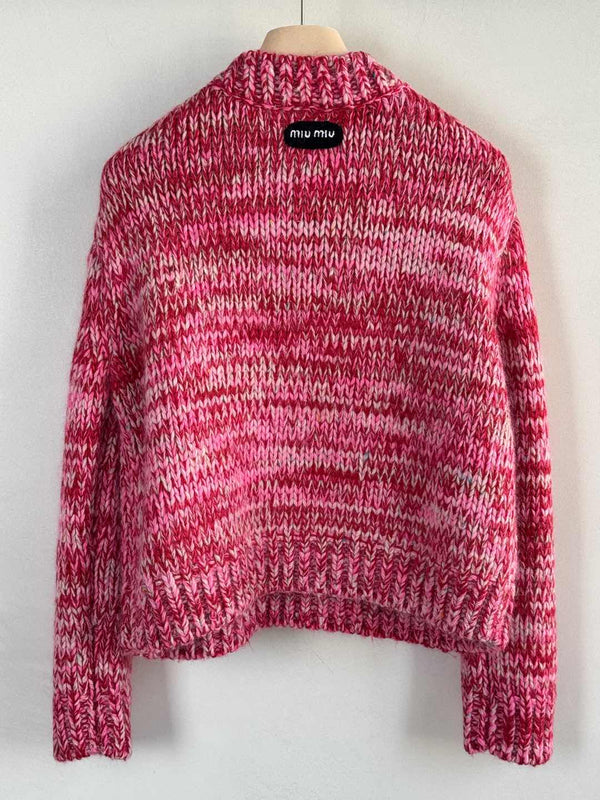 Miu Miu 25 Twisted Snowflake-colored Round-neck Sweater Pink Cashmere