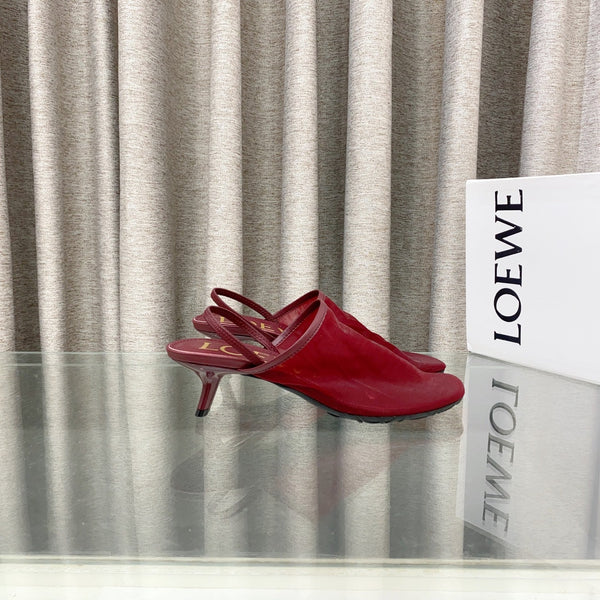 Loewe 25 Petal Slingback Red Mesh Sheepskin