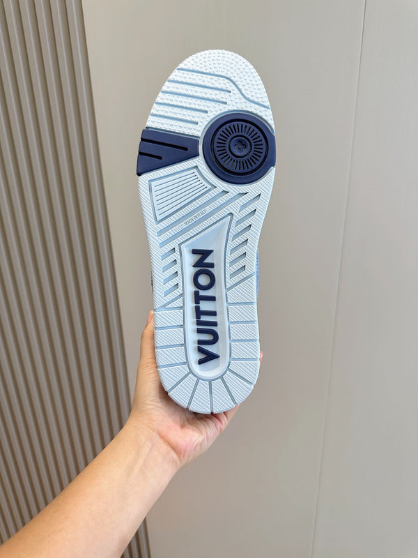 LV TRAINER SNEAKER LIGHT BLUE MONOGRAM DENIM