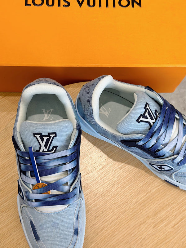 LV TRAINER SNEAKER LIGHT BLUE MONOGRAM DENIM