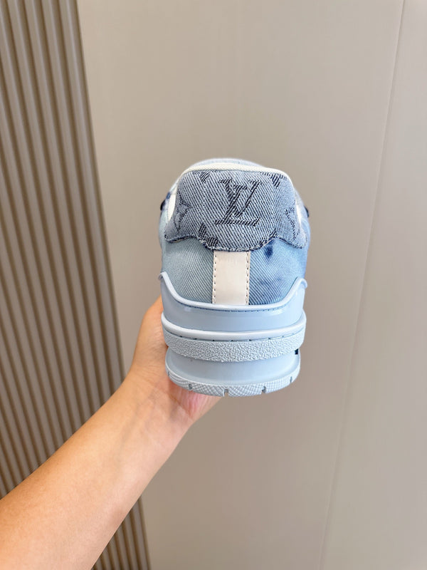 LV TRAINER SNEAKER LIGHT BLUE MONOGRAM DENIM