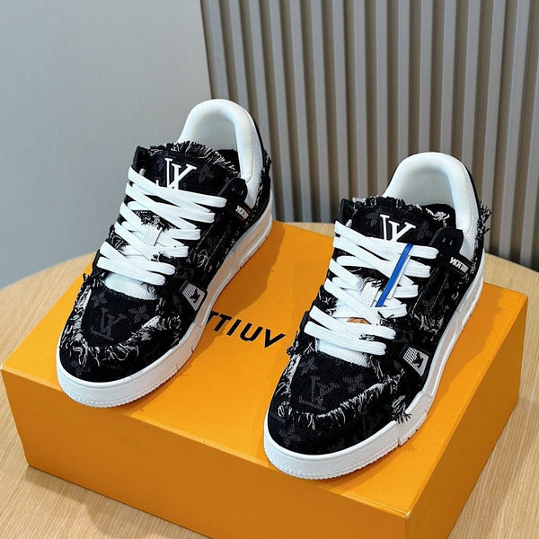 LV TRAINER SNEAKER BLACK MONOGRAM DENIM