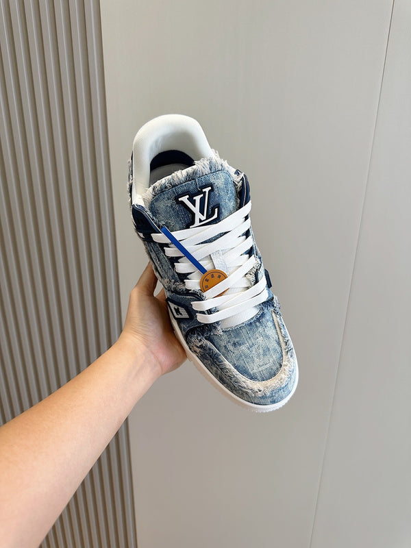 LV TRAINER SNEAKER CERULEAN BLUE MONOGRAM DENIM