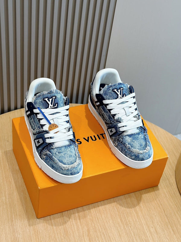 LV TRAINER SNEAKER CERULEAN BLUE MONOGRAM DENIM