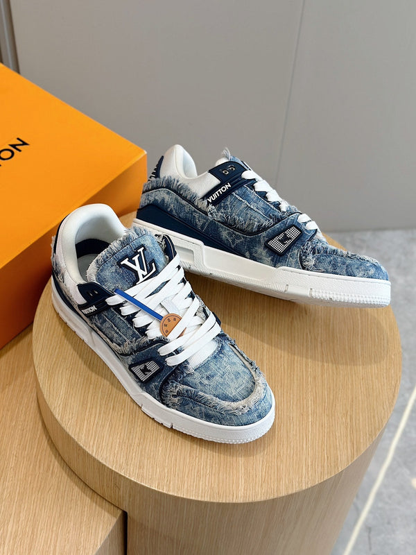 LV TRAINER SNEAKER CERULEAN BLUE MONOGRAM DENIM