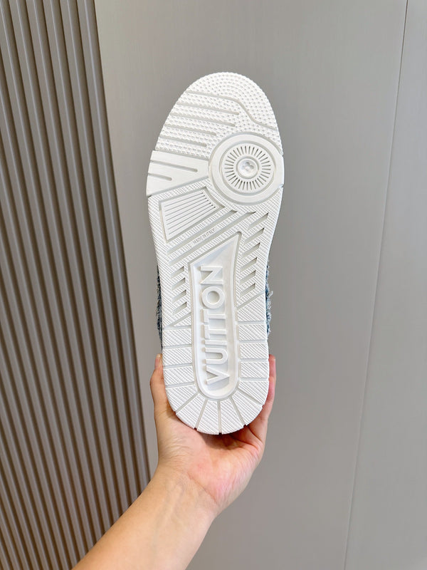 LV TRAINER SNEAKER CERULEAN BLUE MONOGRAM DENIM