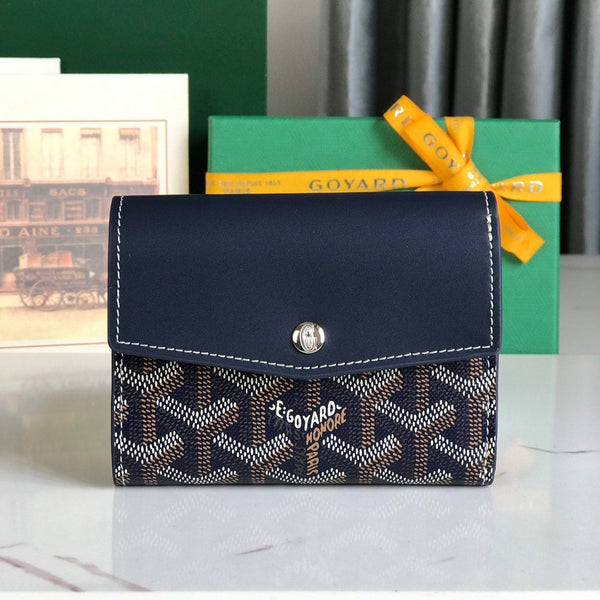 PORTAFOGLIO SAINT-GABRIEL 12 IN PELLE DI VITELLO BLU NAVY E TELA GOYARDINE