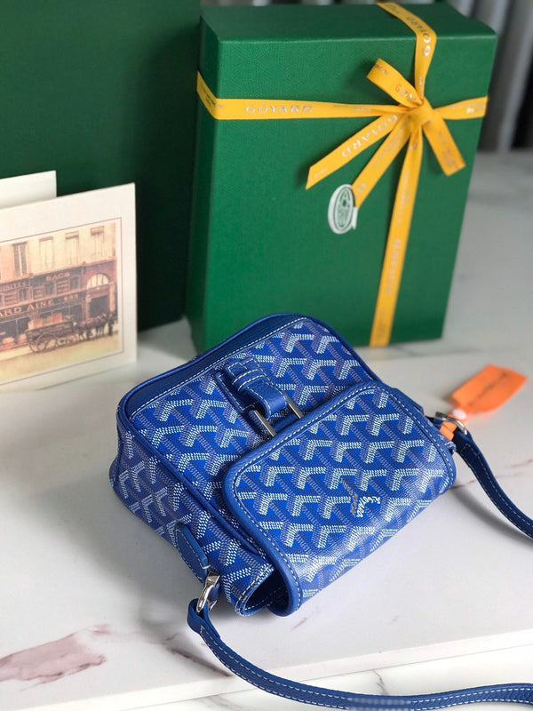 GRAND BLEU 16 IN TELA GOYARDINE BLU ZAFFIRO E PELLE DI AGNELLO