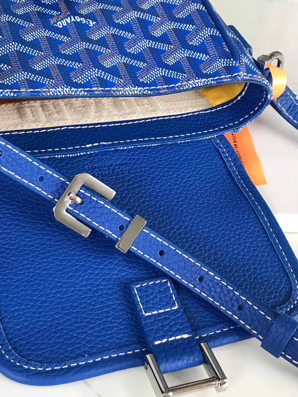 GRAND BLEU 16 IN TELA GOYARDINE BLU ZAFFIRO E PELLE DI AGNELLO