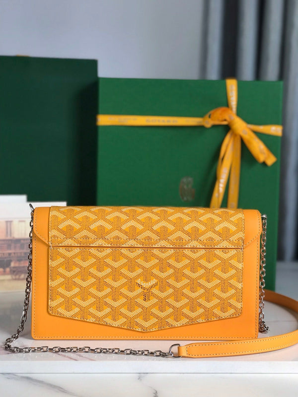BORSA DUCHESSE MARIE-CAROLINE 25 IN TELA GOYARDINE GIALLA E PELLE DI VITELLO LISCIA