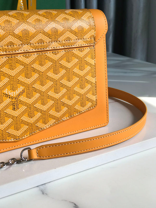 BORSA DUCHESSE MARIE-CAROLINE 25 IN TELA GOYARDINE GIALLA E PELLE DI VITELLO LISCIA