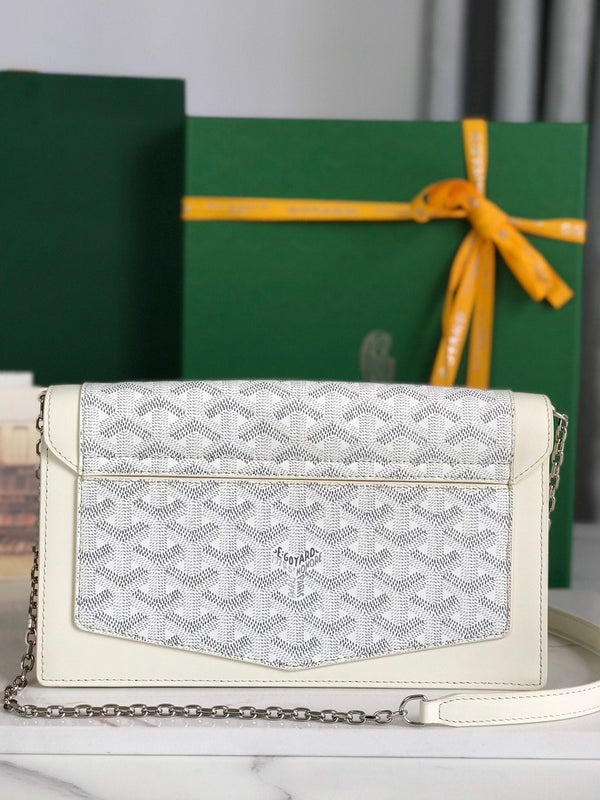 BORSA DUCHESSE MARIE-CAROLINE 25 IN TELA GOYARDINE BIANCA E PELLE DI VITELLO LISCIA