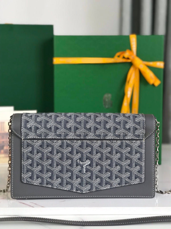 BORSA DUCHESSE MARIE-CAROLINE 25 IN TELA GOYARDINE GRIGIA E PELLE DI VITELLO LISCIA