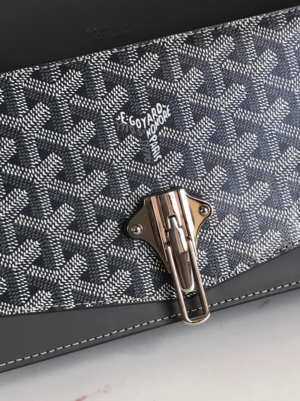 BORSA DUCHESSE MARIE-CAROLINE 25 IN TELA GOYARDINE GRIGIA E PELLE DI VITELLO LISCIA