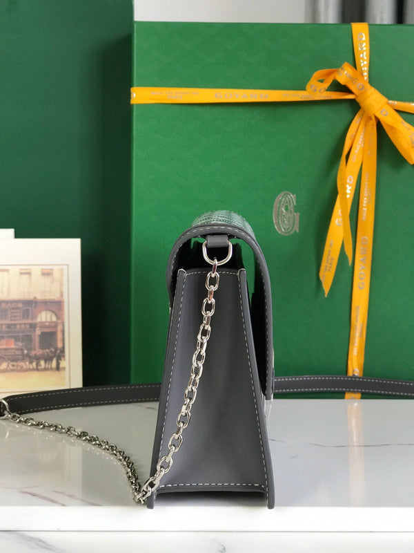BORSA DUCHESSE MARIE-CAROLINE 25 IN TELA GOYARDINE GRIGIA E PELLE DI VITELLO LISCIA