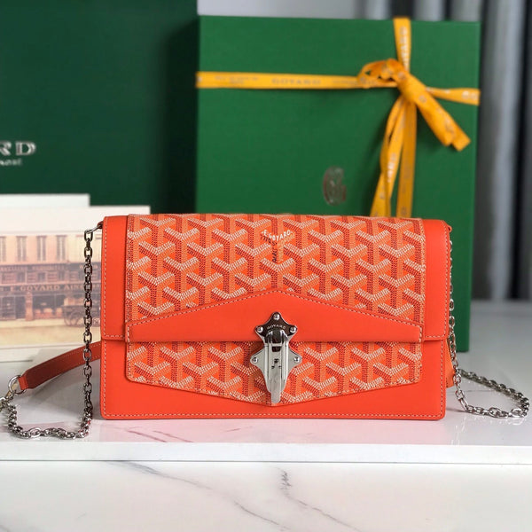 BORSA DUCHESSE MARIE-CAROLINE 25 IN TELA GOYARDINE ARANCIONE E PELLE DI VITELLO LISCIA