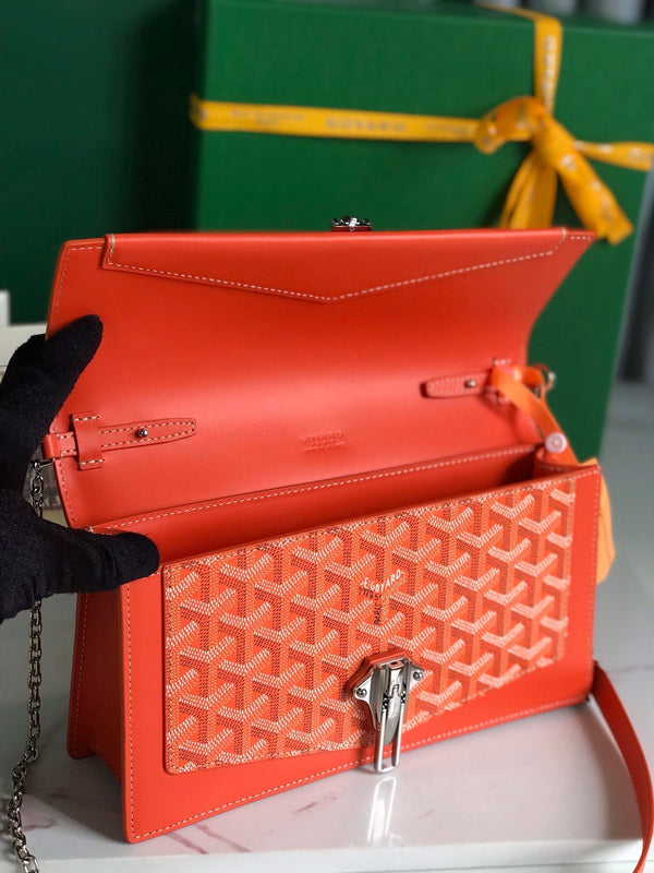 BORSA DUCHESSE MARIE-CAROLINE 25 IN TELA GOYARDINE ARANCIONE E PELLE DI VITELLO LISCIA