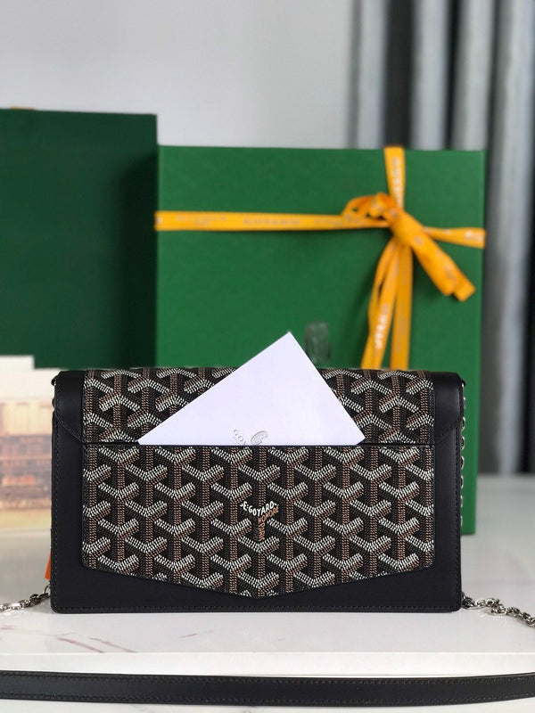 BORSA DUCHESSE MARIE-CAROLINE 25 IN TELA GOYARDINE NERA E PELLE DI VITELLO LISCIA