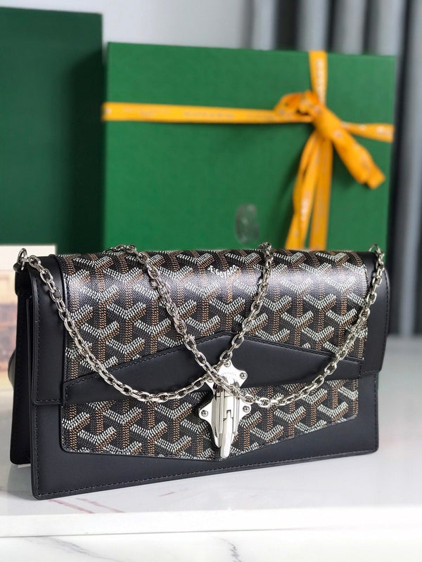 BORSA DUCHESSE MARIE-CAROLINE 25 IN TELA GOYARDINE NERA E PELLE DI VITELLO LISCIA