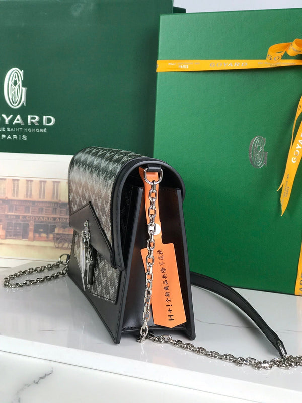 BORSA DUCHESSE MARIE-CAROLINE 25 IN TELA GOYARDINE NERA E PELLE DI VITELLO LISCIA