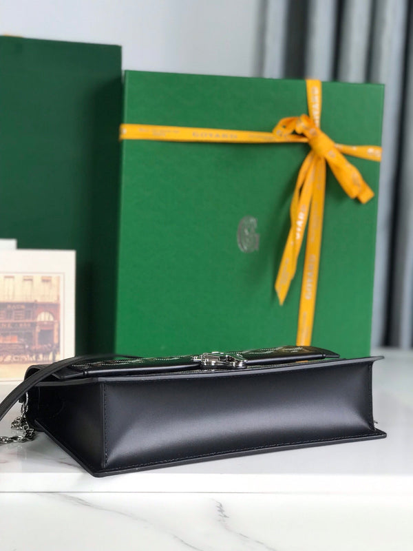 BORSA DUCHESSE MARIE-CAROLINE 25 IN TELA GOYARDINE NERA E PELLE DI VITELLO LISCIA