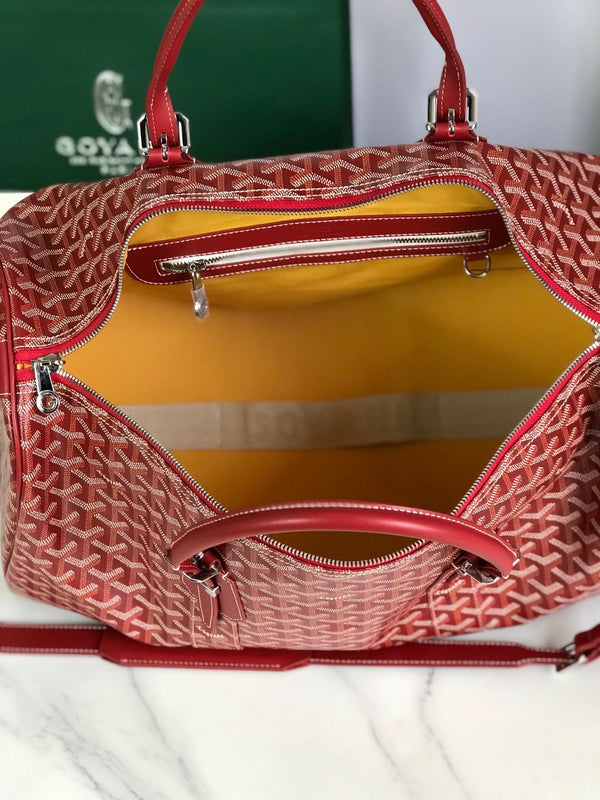 BORSA BOSTON 50 IN TELA GOYARDINE ROSSA E RIFINITURE IN PELLE DI VITELLO