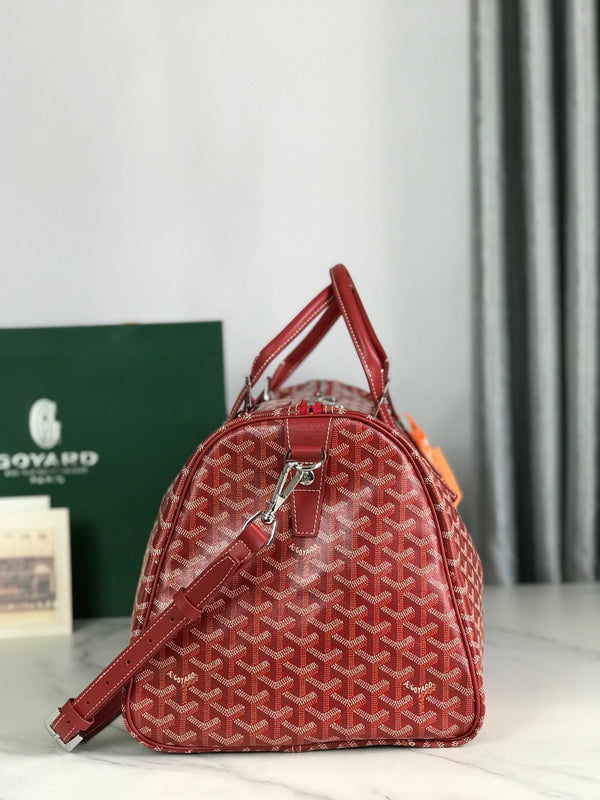 BORSA BOSTON 50 IN TELA GOYARDINE ROSSA E RIFINITURE IN PELLE DI VITELLO