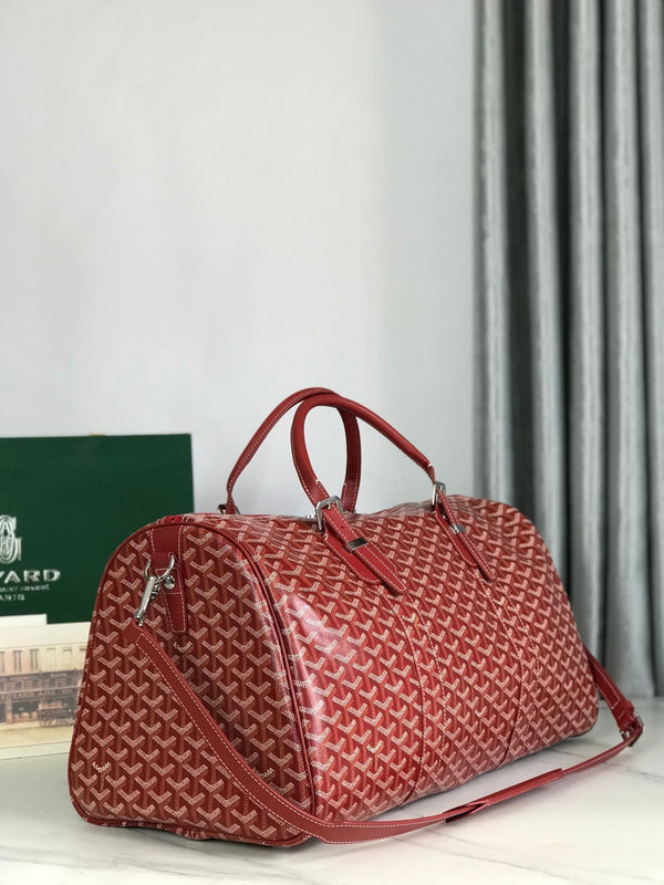 BORSA BOSTON 50 IN TELA GOYARDINE ROSSA E RIFINITURE IN PELLE DI VITELLO